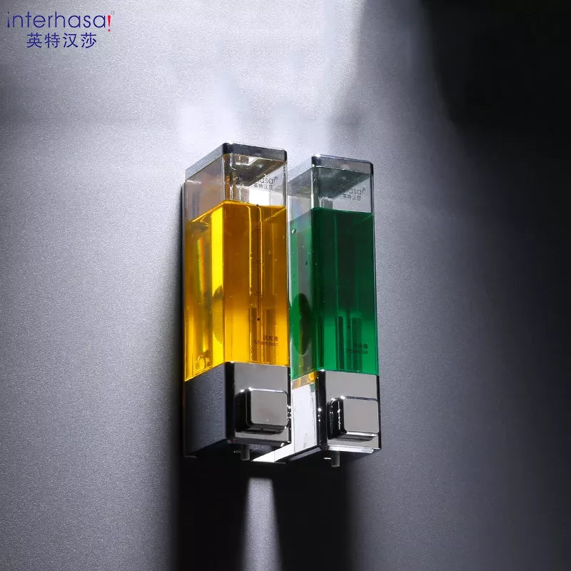 Wall Soap Dispenser Shower Dispenser Chrome Finish Square Liquid Soap Bottle Bathroom Accessories